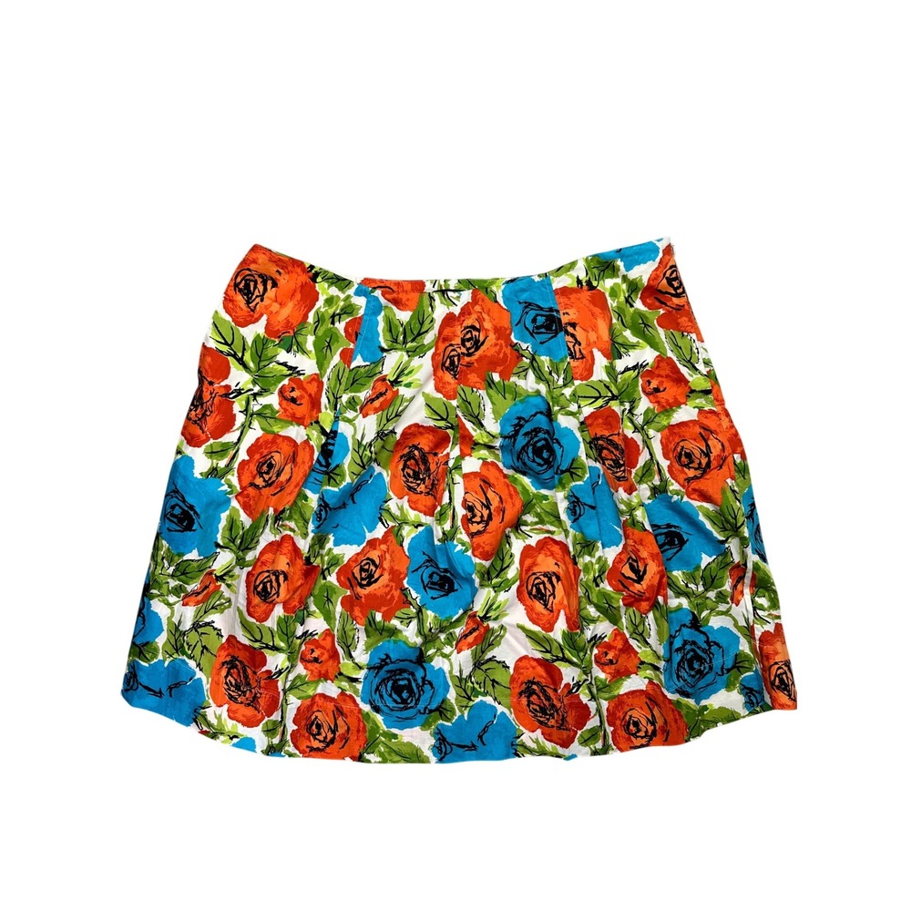 Talbots Pleated A-Line Skirt with Pockets Woman 18W Floral Rose Print Multicolor